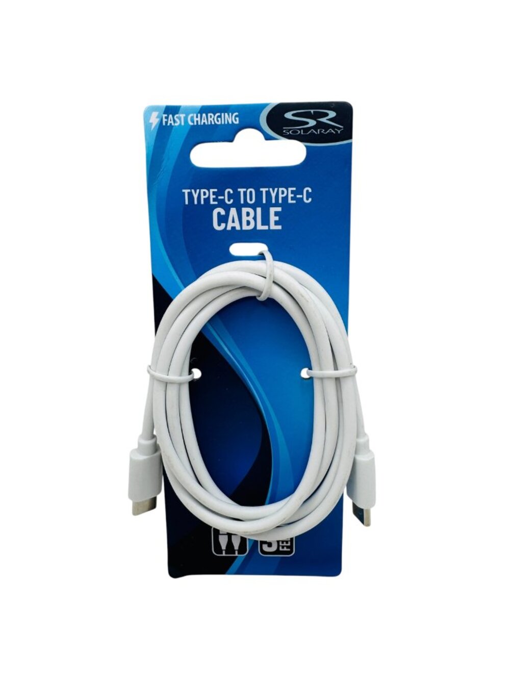 Solaray Fast Charging Type C To Type C Cable White 3 feet
